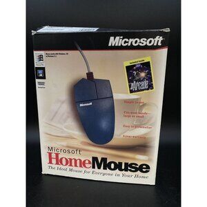 Microsoft Home Mouse 9-Pin Serial Port In Box W/ Disk Opened Box Vintage